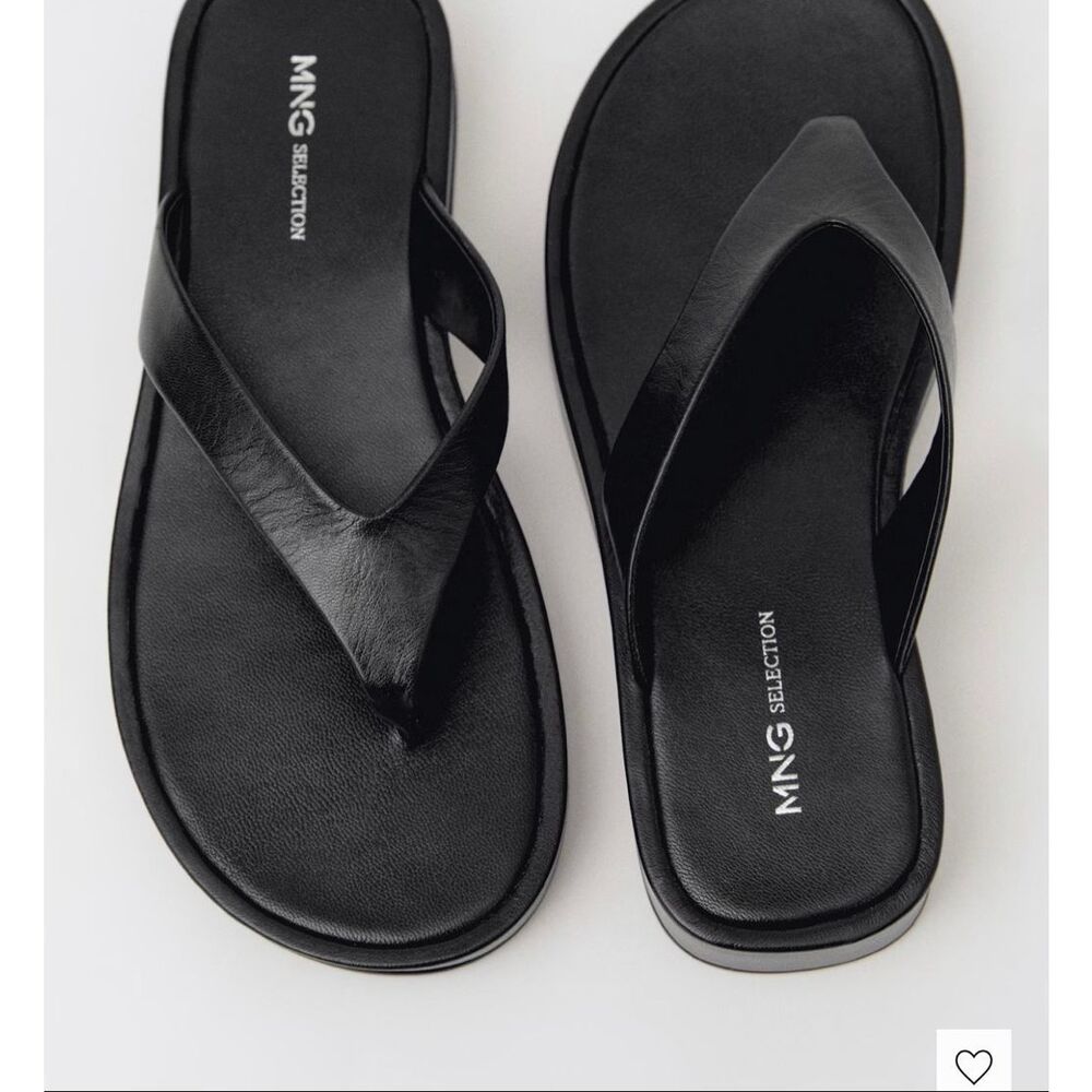 MANGO MNG Selection $140 Black Leather Sandals Women’s EU 38 NEW - Picture 2 of 5